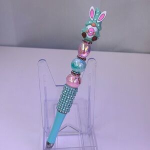 Cute Bunny Gnome Pen with Sparkling Accents - Teal